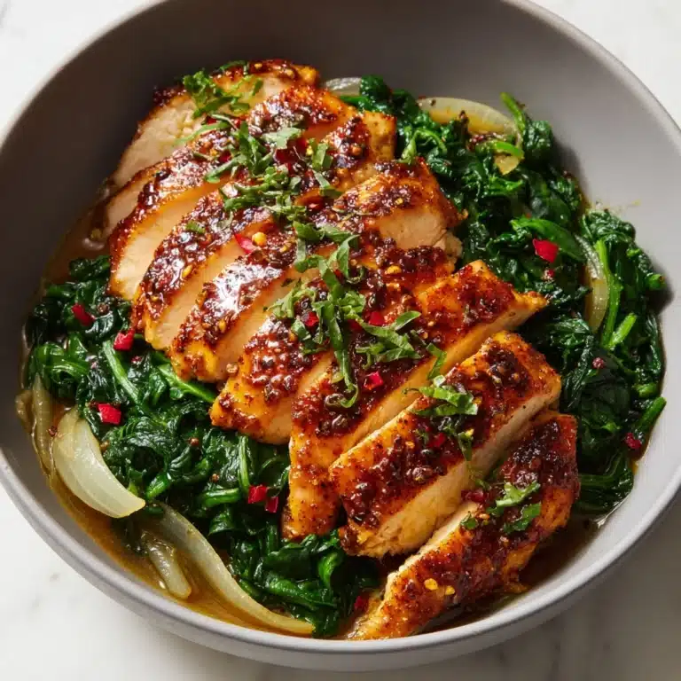 Asado Chicken Breast with Sautéed Garlic Spinach Recipe