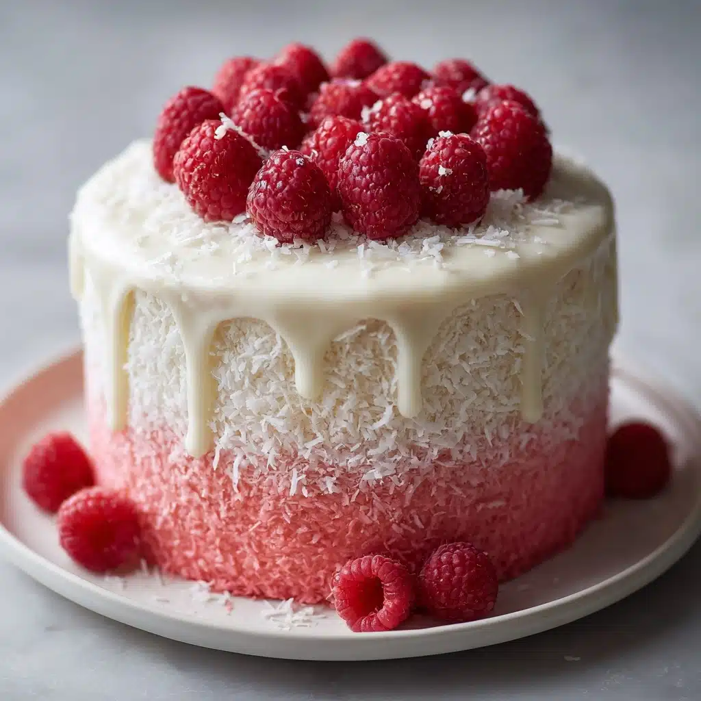 Raspberry Coconut Snowball Cake Recipe - Recipe Image