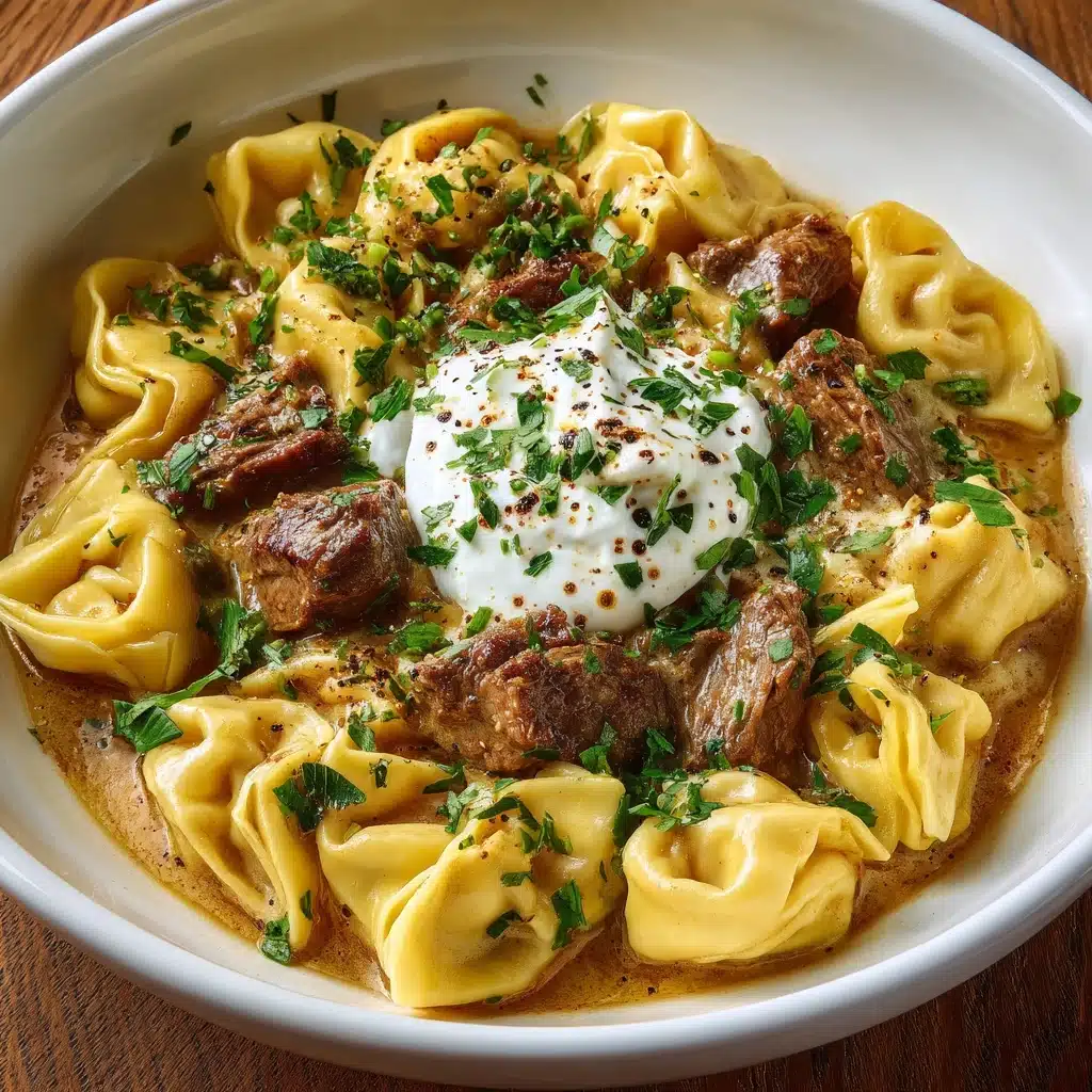 One-Skillet Beef Stroganoff Tortellini Recipe - Recipe Image