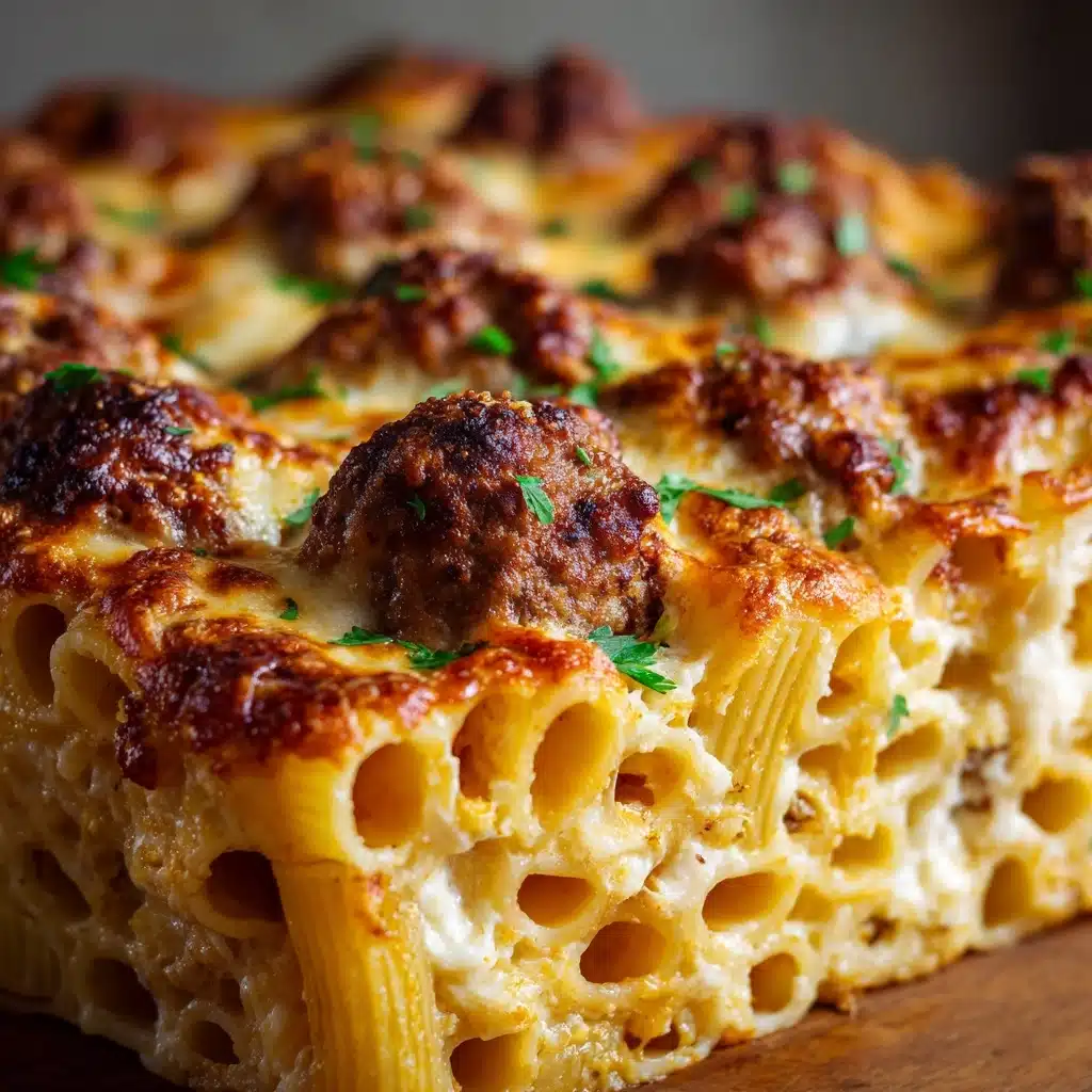 Cheesy Meatball Pasta Bake Recipe - Recipe Image