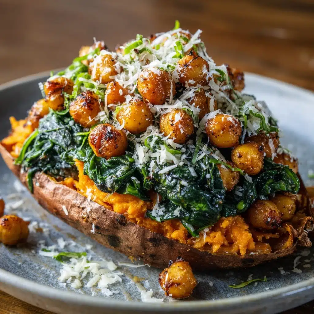 Chickpea & Spinach Stuffed Sweet Potatoes Recipe - Recipe Image