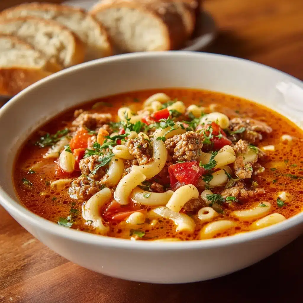 Beef & Tomato Macaroni Soup Recipe - Recipe Image