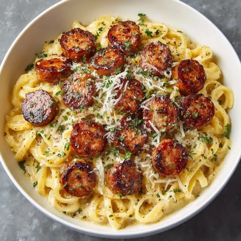 Garlic Butter Sausage with Creamy Parmesan Pasta Recipe