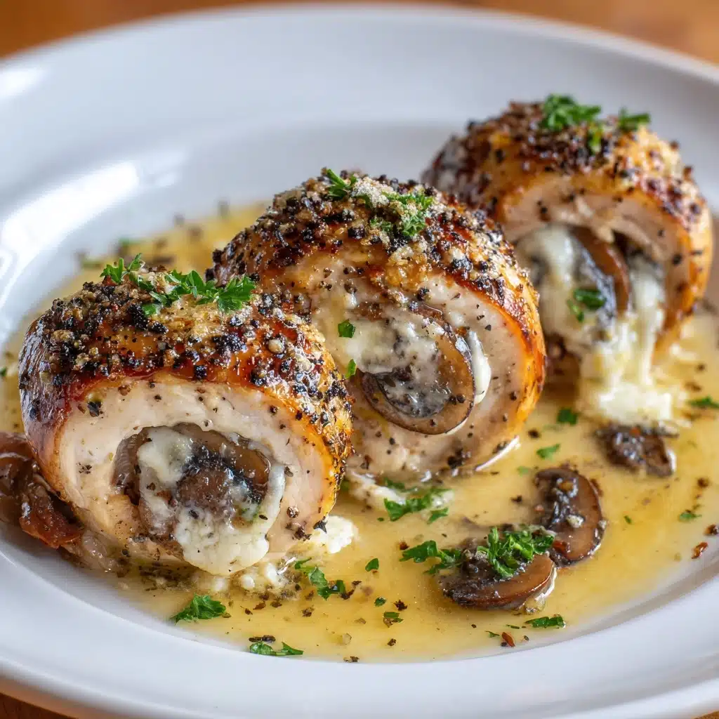 Cheesy Garlic Butter Mushroom Stuffed Chicken Recipe - Recipe Image