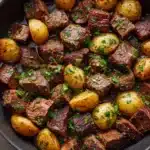Garlic Butter Steak Bites and Potatoes Recipe