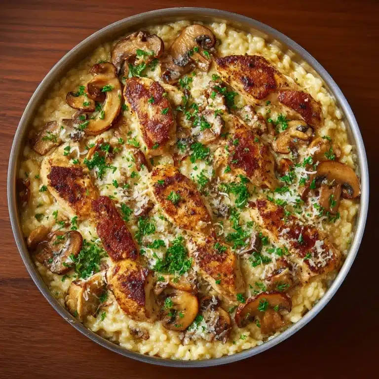 One Pot Creamy Parmesan Chicken with Mushroom Rice Recipe