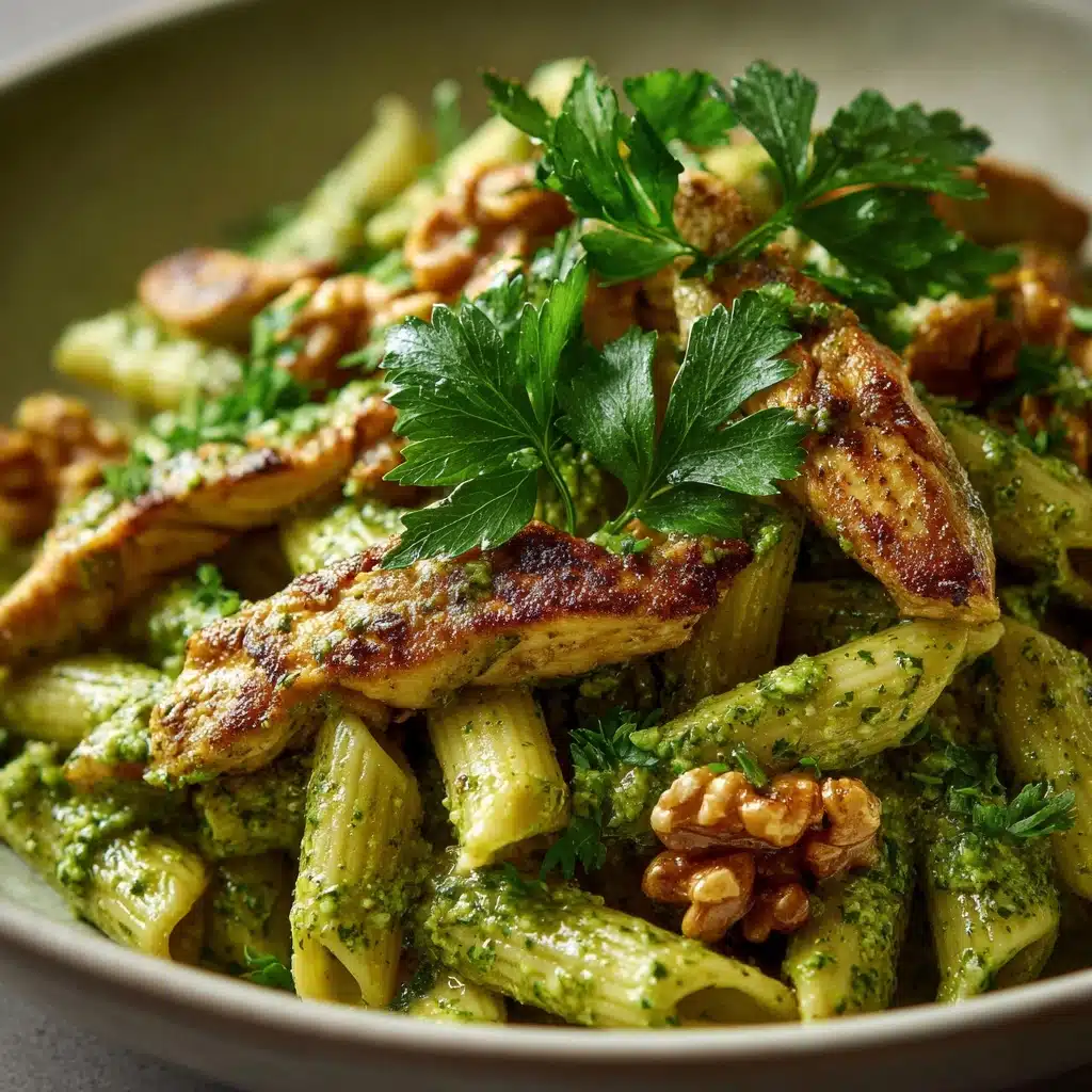 Chicken & Vegetable Penne with Parsley-Walnut Pesto Recipe - Recipe Image