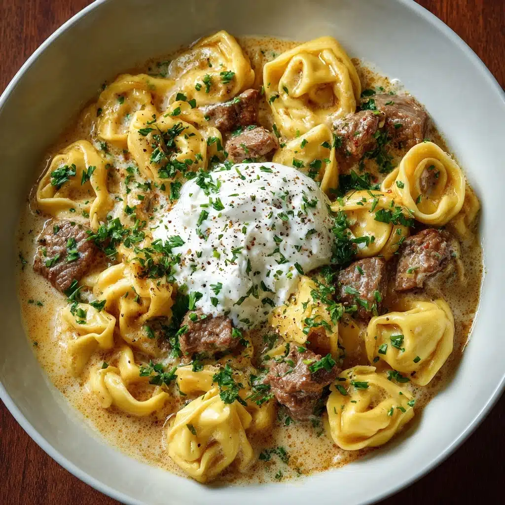 One-Skillet Beef Stroganoff Tortellini Recipe - Recipe Image