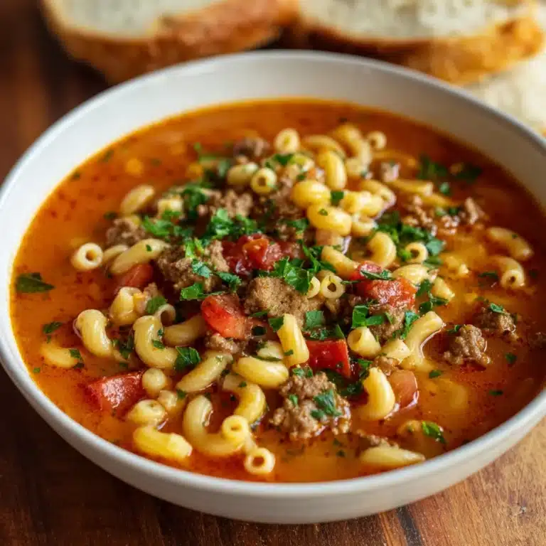 Beef & Tomato Macaroni Soup Recipe
