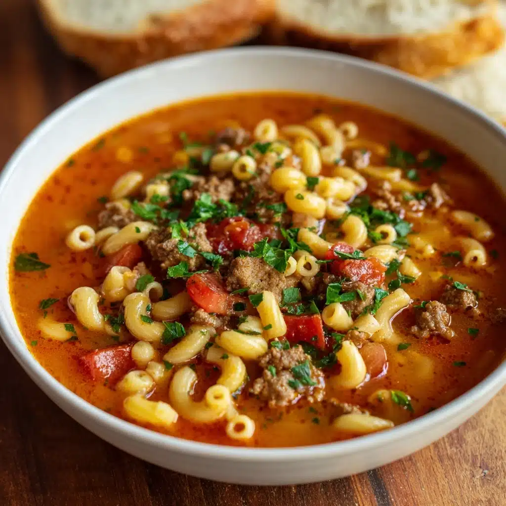 Beef & Tomato Macaroni Soup Recipe