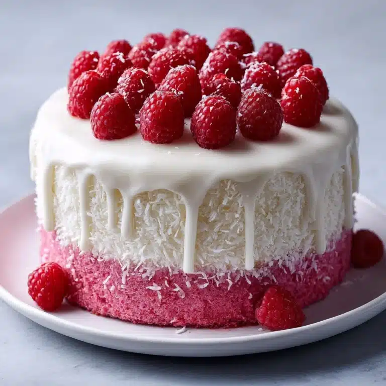 Raspberry Coconut Snowball Cake Recipe