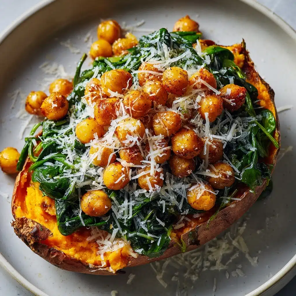 Chickpea & Spinach Stuffed Sweet Potatoes Recipe