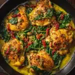 Smothered Baked Chicken with Creamed Spinach and Sun-Dried Tomatoes Recipe
