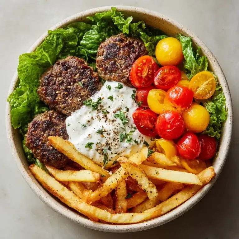 Burger Bowls with Caramelized Onion Aioli Recipe