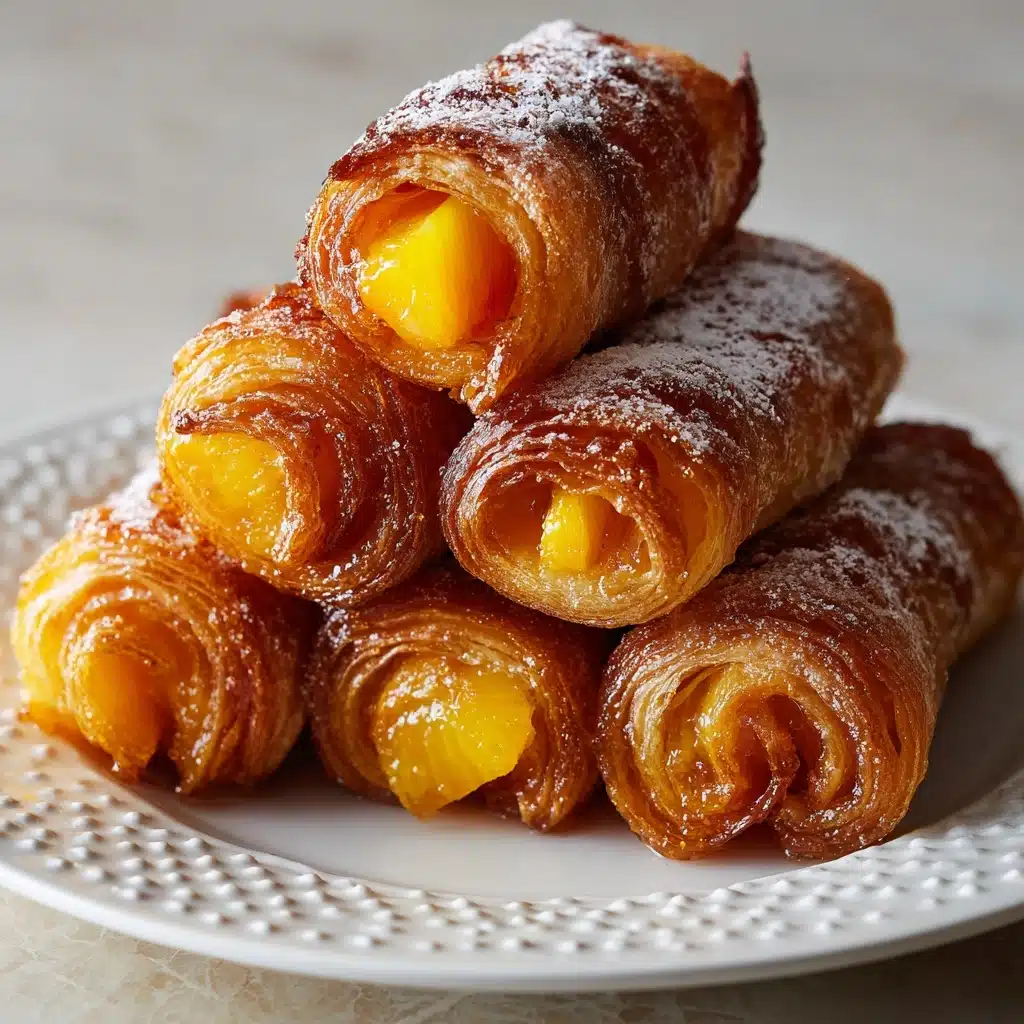 Crispy Peach Cobbler Egg Rolls Recipe - Recipe Image
