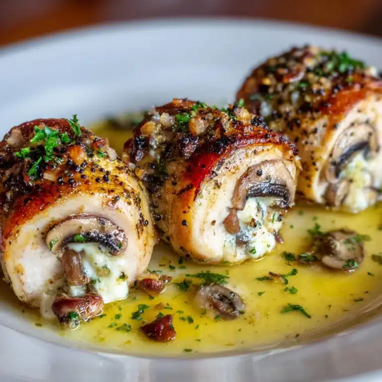 Cheesy Garlic Butter Mushroom Stuffed Chicken Recipe