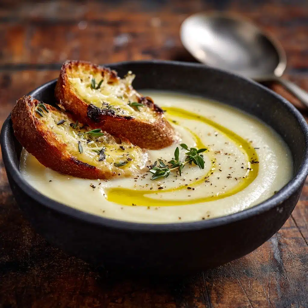 Celeriac Leek Soup with Thyme & Gruyère Toasts Recipe - Recipe Image