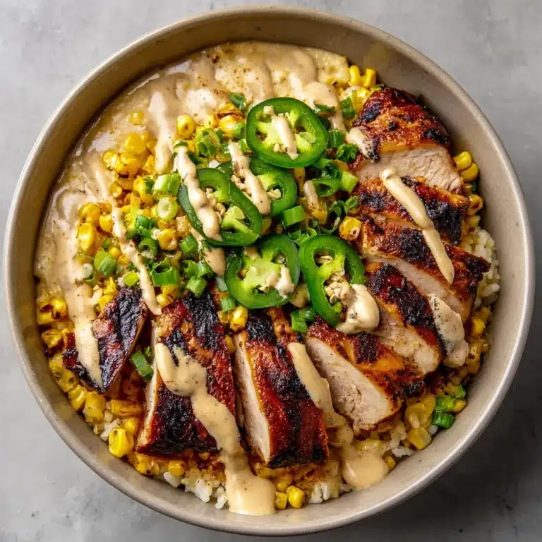 Grilled Chicken Bowl with Corn, Jalapeños & Creamy Sauce Recipe