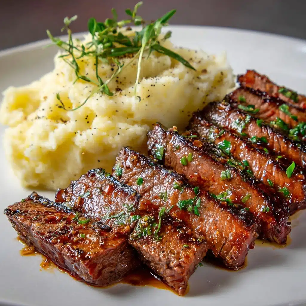 Garlic Butter Steak Bites with Creamy Mashed Potatoes Recipe - Recipe Image