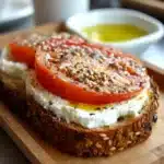 Ricotta & Tomato Toast with Sesame Seeds & Olive Oil Recipe