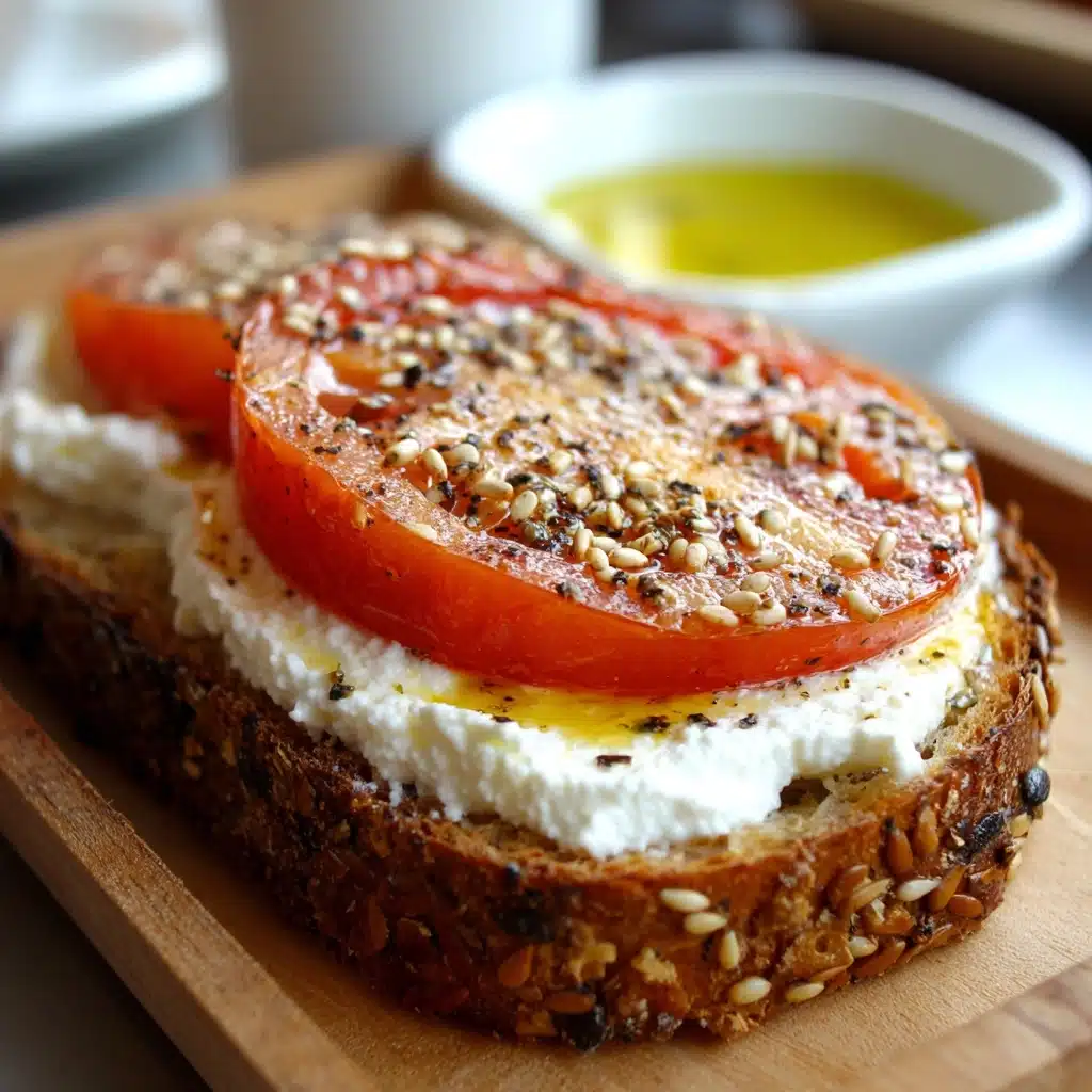 Ricotta & Tomato Toast with Sesame Seeds & Olive Oil Recipe