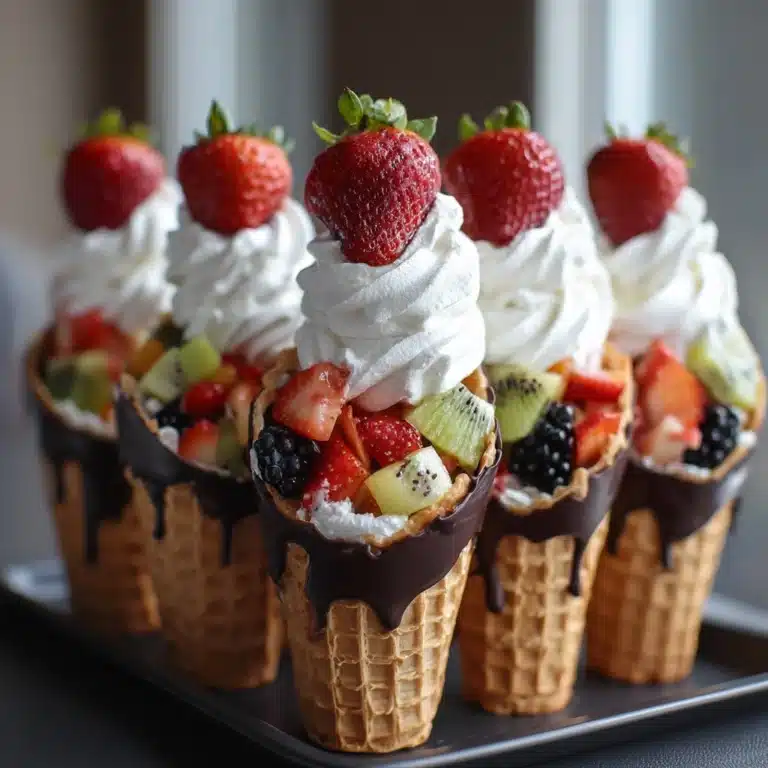 Chocolate Dipped Fruit Filled Cones Recipe