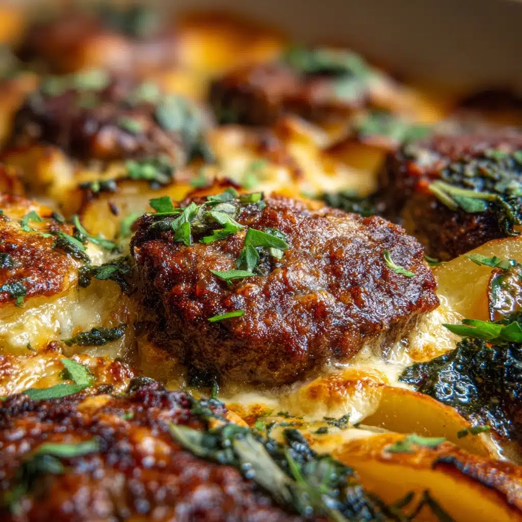 Garlic Parmesan Beef Chops with Cheesy Scalloped Potatoes Recipe - Recipe Image