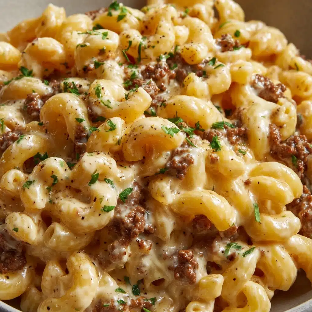 Creamy Ground Beef Alfredo Pasta Recipe - Recipe Image