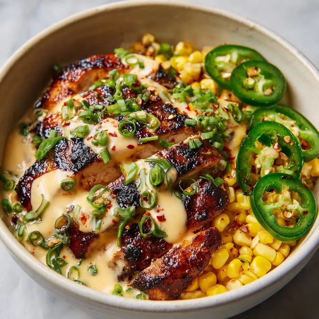 Grilled Chicken Bowl with Corn, Jalapeños & Creamy Sauce Recipe - Recipe Image