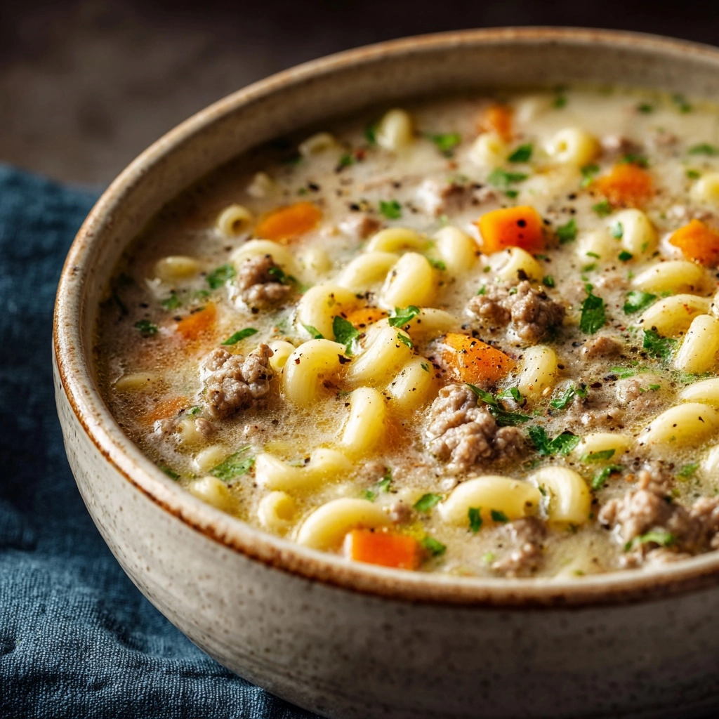 One-Pot Macaroni Cheeseburger Soup Recipe - Recipe Image