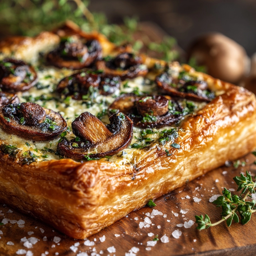 Mushroom and Goat Cheese Tarts with Shallots Recipe - Recipe Image