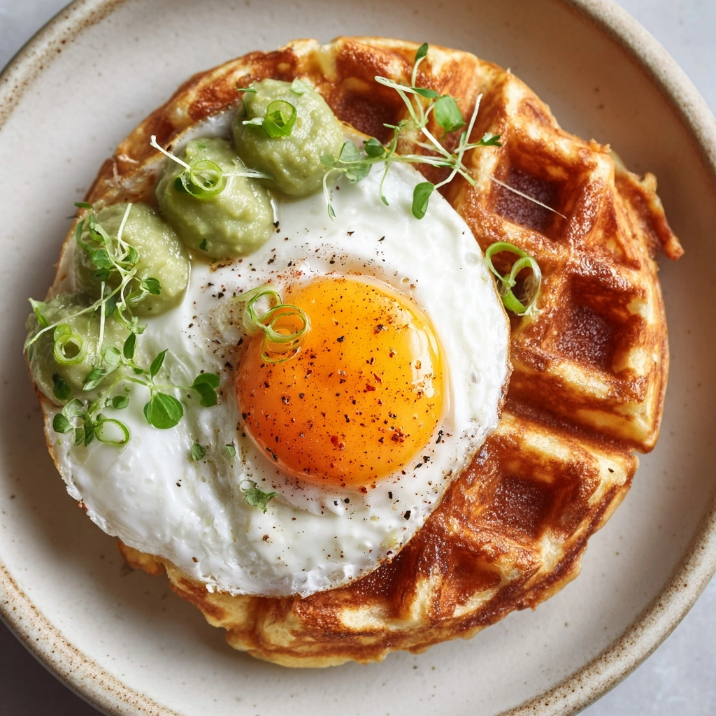 Egg Waffles with Romesco and Goat Cheese Recipe - Recipe Image