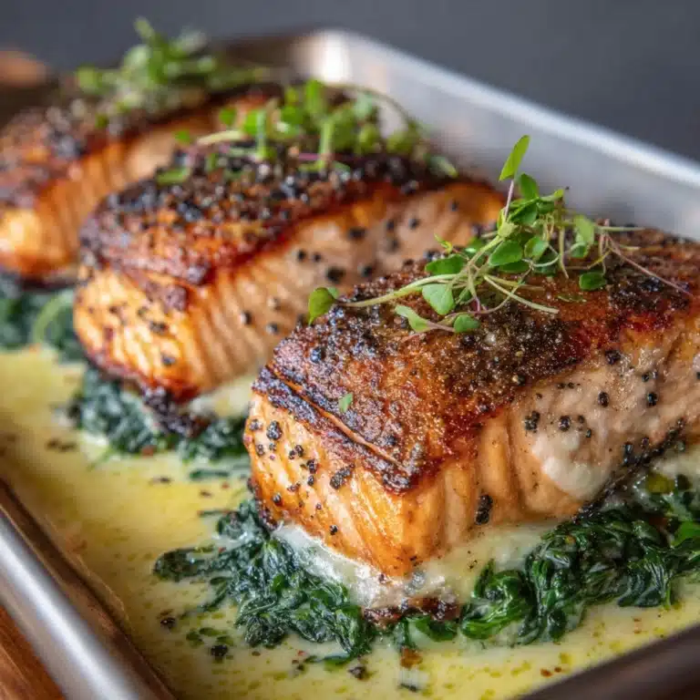 Blackened Salmon Stuffed with Spinach and Parmesan Cheese Recipe