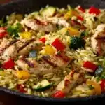 Lemon Chicken & Veggie Orzo Stir Fry Recipe