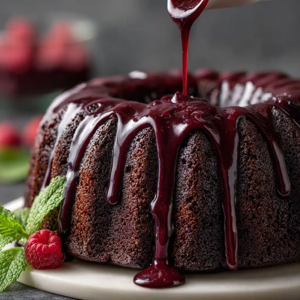 Chocolate Bundt Cake with Hibiscus Cream Cheese Glaze Recipe - Recipe Image