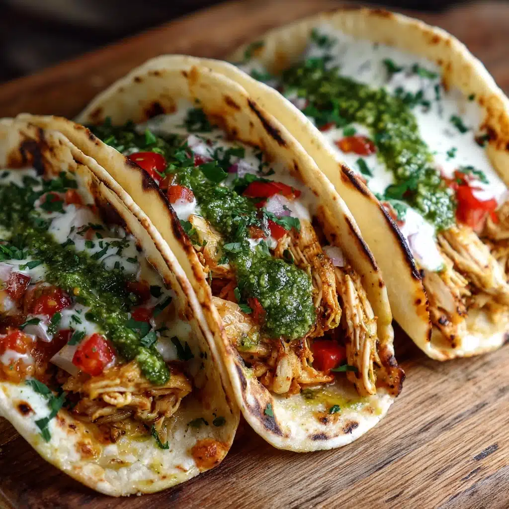 Shredded Chicken Tacos with Creamy Chimichurri Sauce Recipe - Recipe Image