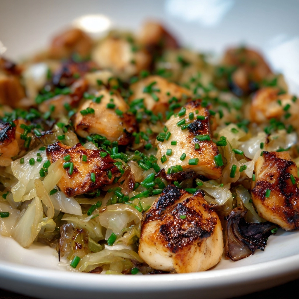 Sautéed Garlic Cabbage with Tender Chicken Recipe - Recipe Image