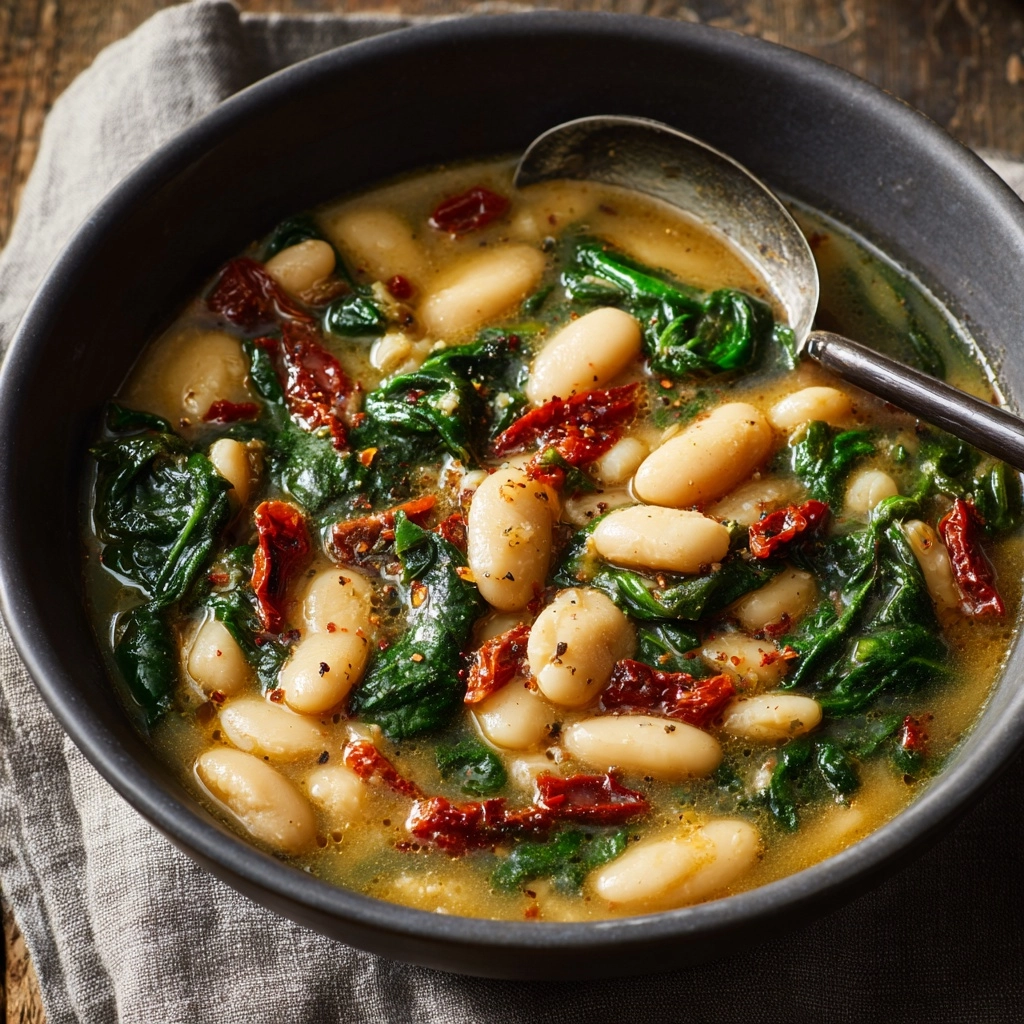 Tuscan Butter Beans with Spinach and Sun-Dried Tomatoes Recipe - Recipe Image