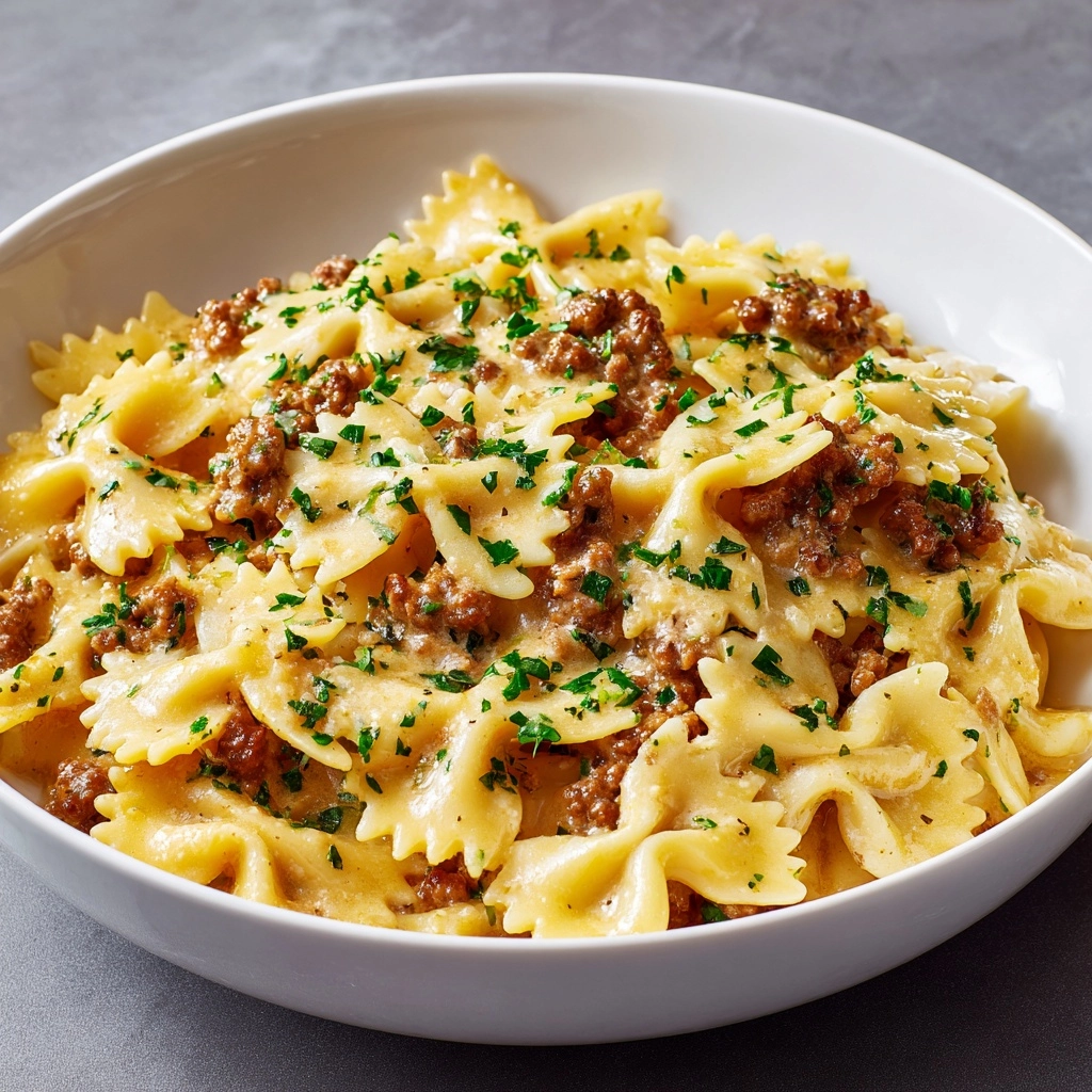 Creamy Beef and Bowtie Pasta Recipe - Recipe Image
