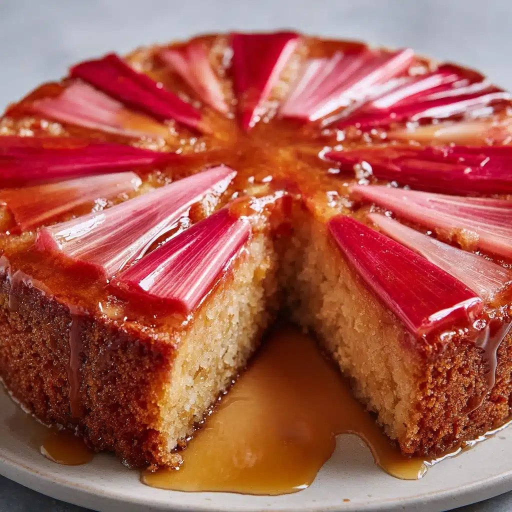 Upside-Down Rhubarb Cake with Caramel Swirls Recipe - Recipe Image