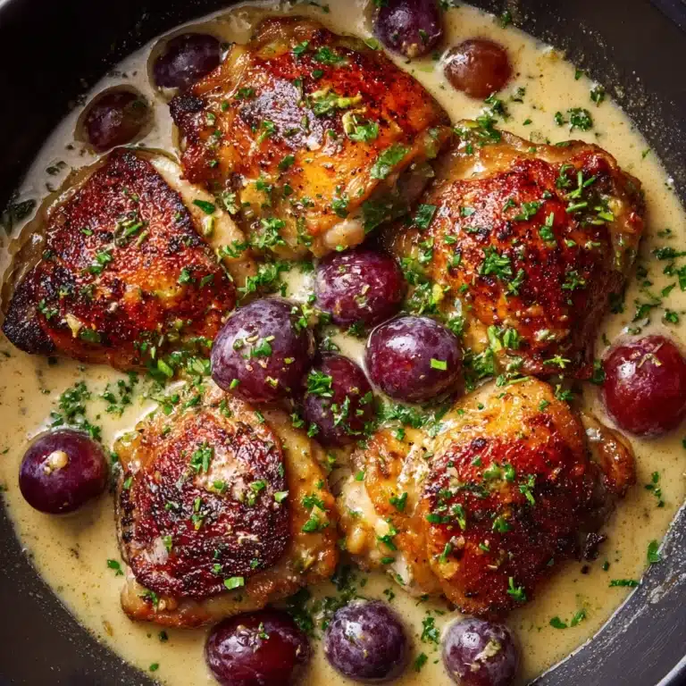 Chicken Thighs in a Mustard, Tarragon, and Grape Pan Sauce Recipe