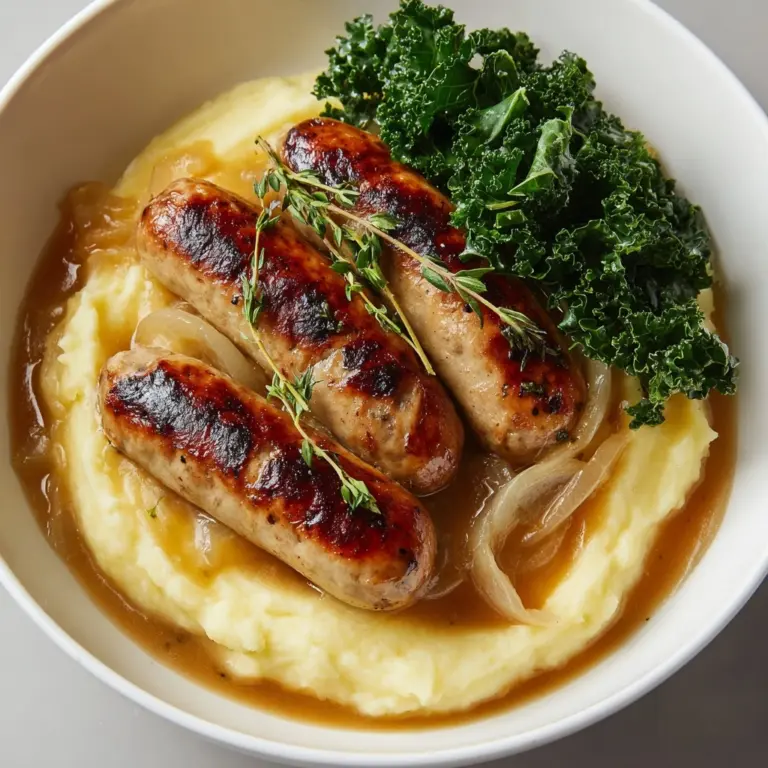 Sausages with Homemade Onion Gravy Recipe