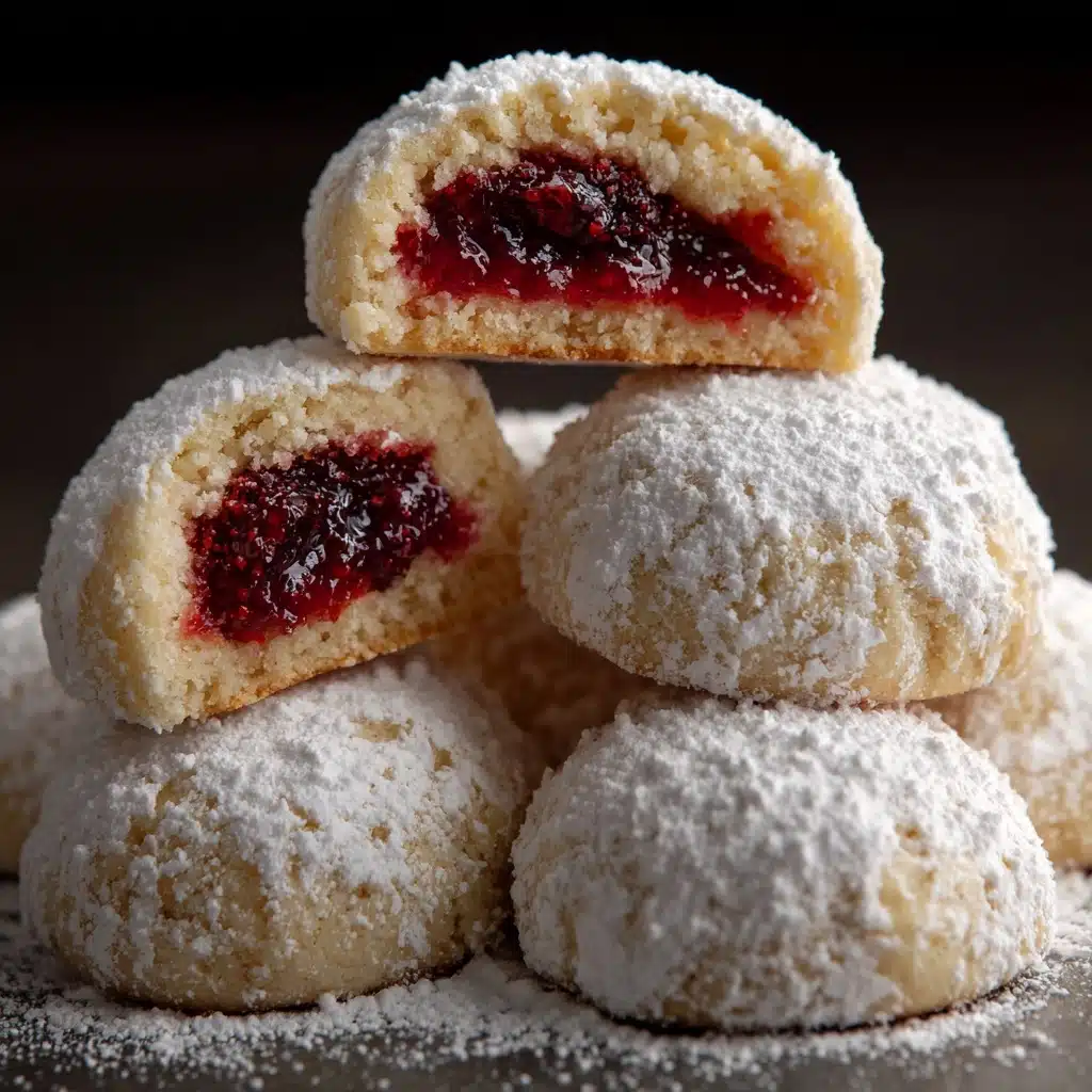 Raspberry Filled Almond Snowball Cookies Recipe - Recipe Image