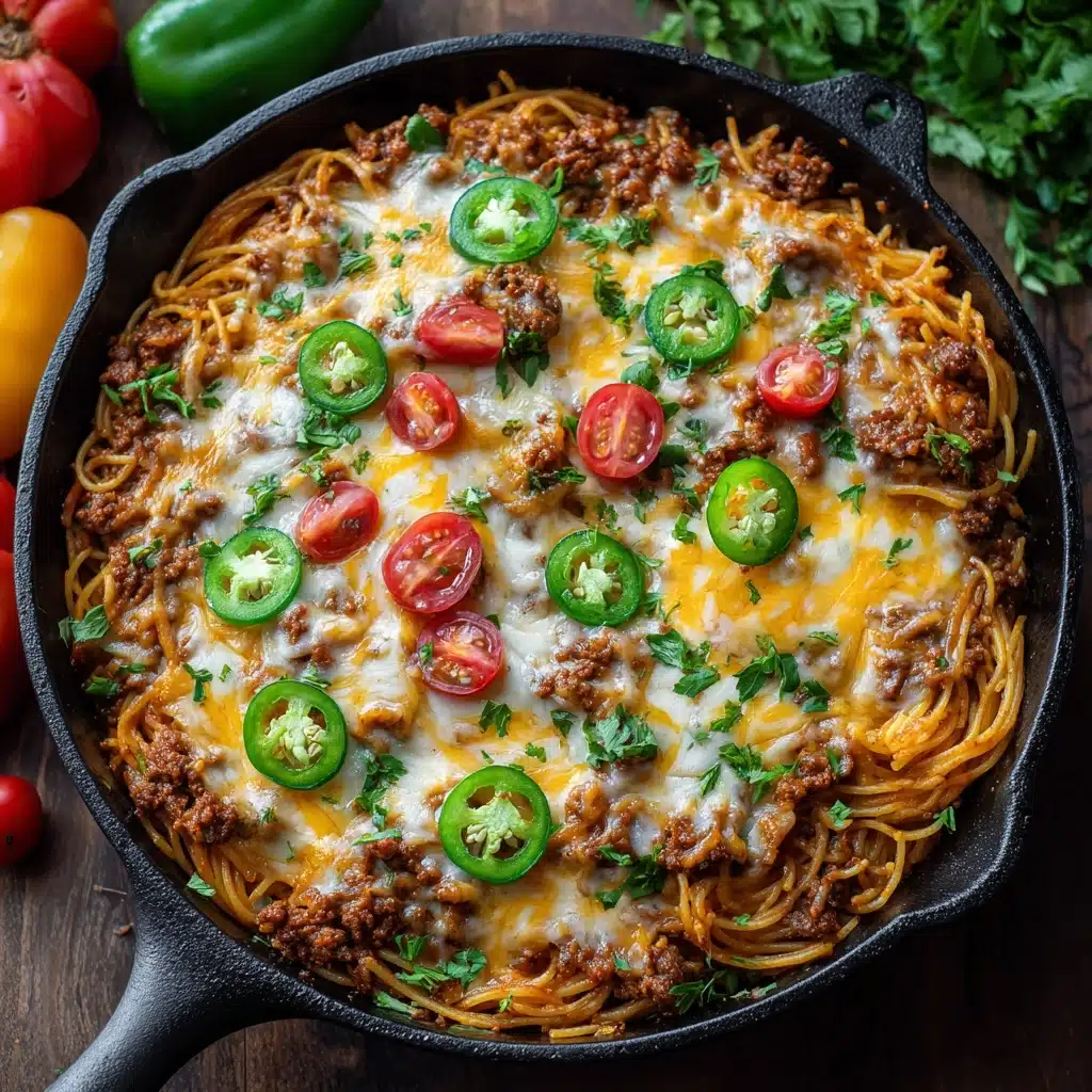 Cheesy Taco Salsa Spaghetti Bake Recipe - Recipe Image