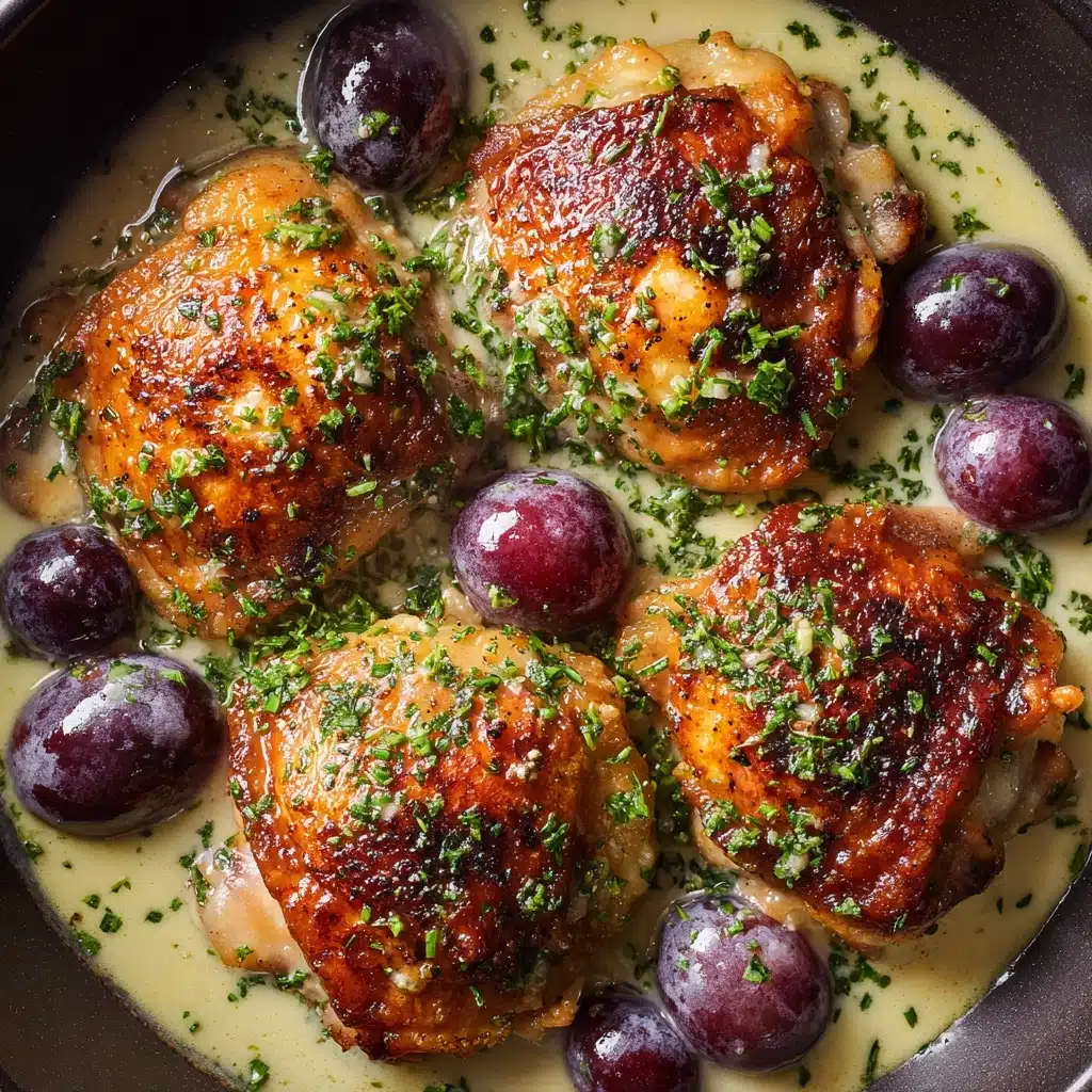 Chicken Thighs in a Mustard, Tarragon, and Grape Pan Sauce Recipe - Recipe Image