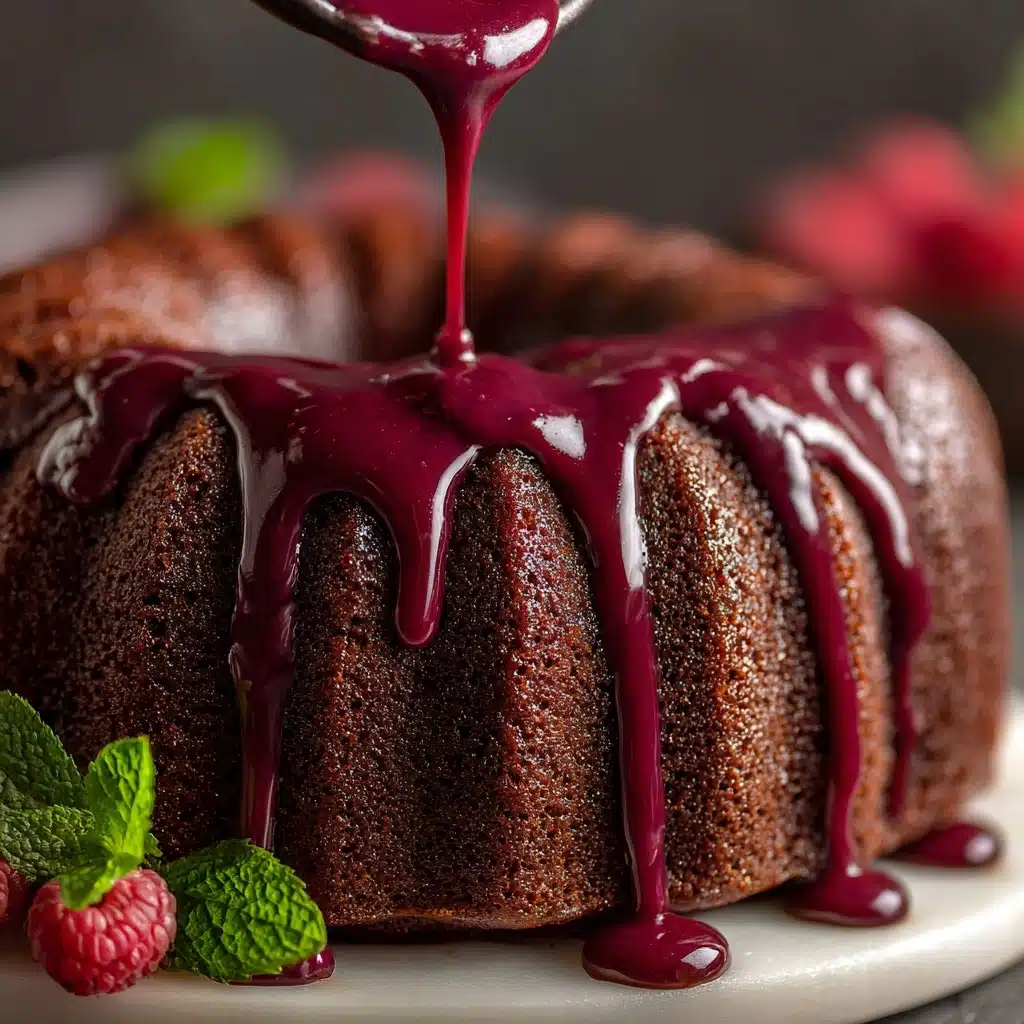 Chocolate Bundt Cake with Hibiscus Cream Cheese Glaze Recipe - Recipe Image