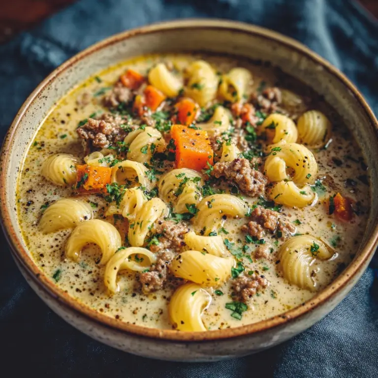 One-Pot Macaroni Cheeseburger Soup Recipe