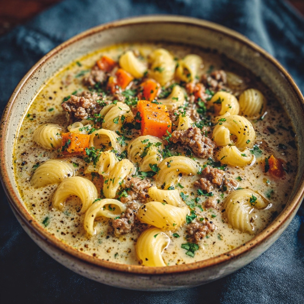 One-Pot Macaroni Cheeseburger Soup Recipe - Recipe Image