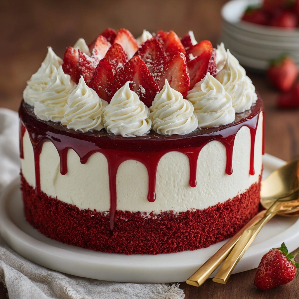 Red Velvet Strawberry Cheesecake Recipe - Recipe Image
