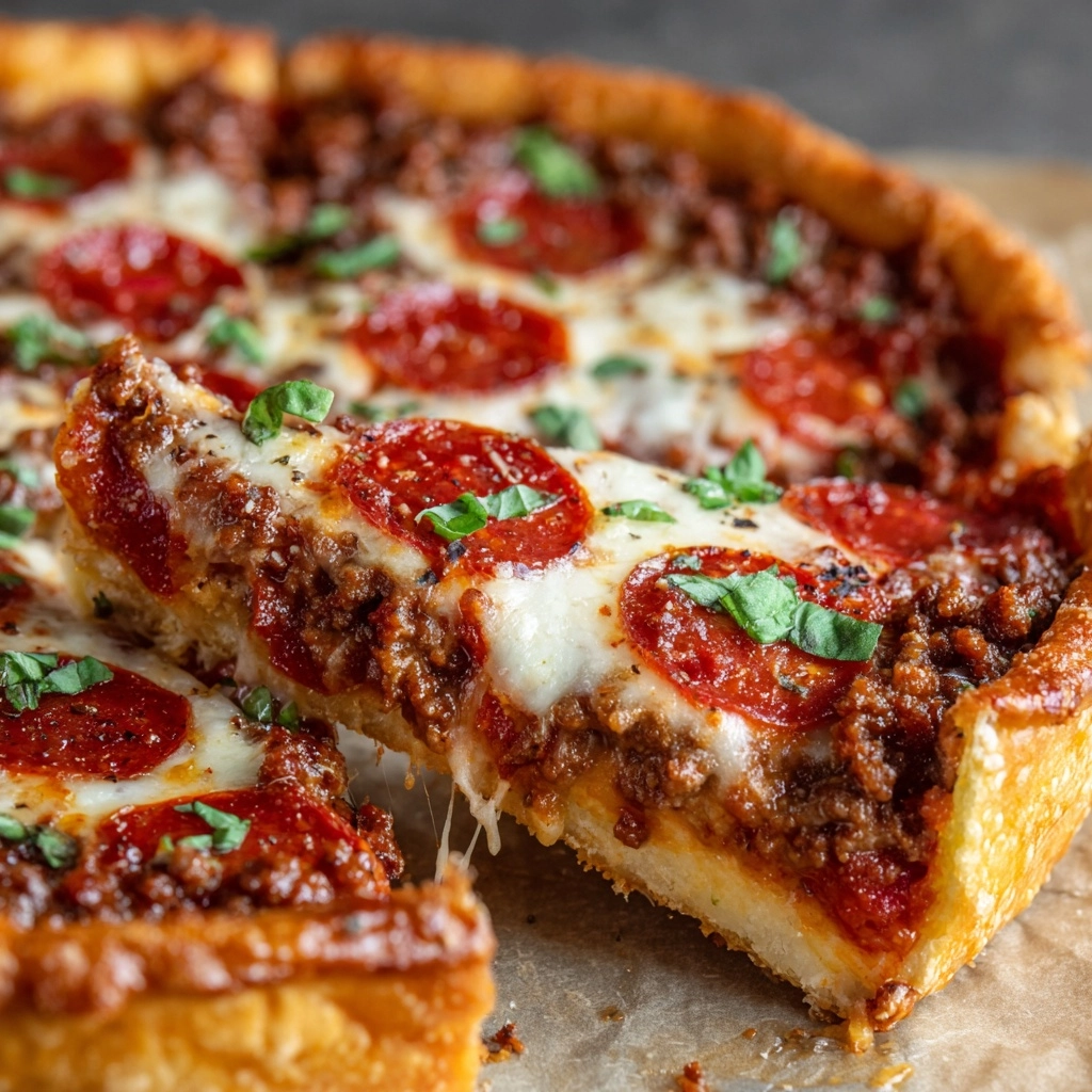 Stuffed Deep Dish Pizza Pie Recipe - Recipe Image